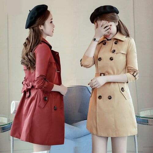 Windbreaker Womens Long Section Classic Thin Coat 2020 New Spring Womens Clothing Double Breasted Fashion Elegant Outwear K728