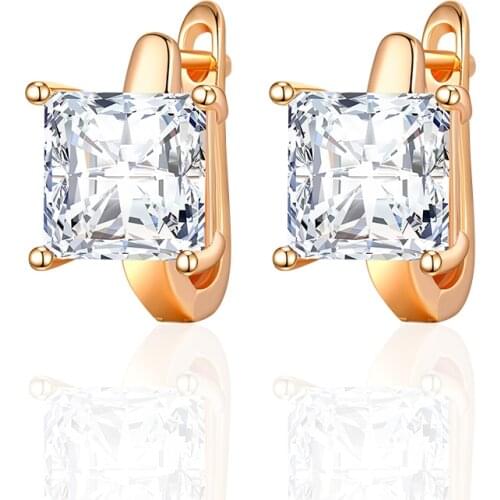 MAIKALE New Classic Design MultiColor Zirconia Small Square Stud Earrings for Women Jewelry Wedding Party Gifts High Quality