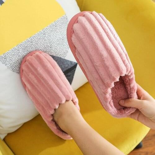 Women Slippers Fluffy Bedroom House Plush Cotton Shoes Bedroom Non-slip Home Winter Warm Men Chaussure Femme Couples Indoor