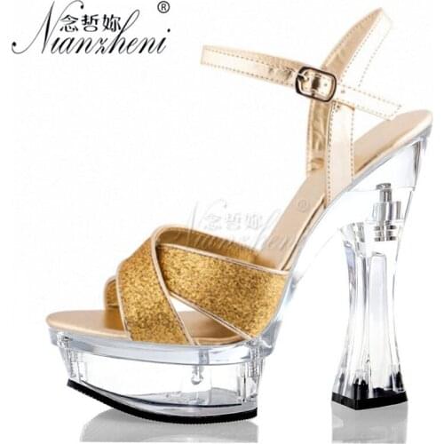 6 Inches Flash Hollow Open Toe Powder Shallow 14CM Super High Stripper Heeled Pole Dance Shoes Women Platform Sandals Bride Sexy