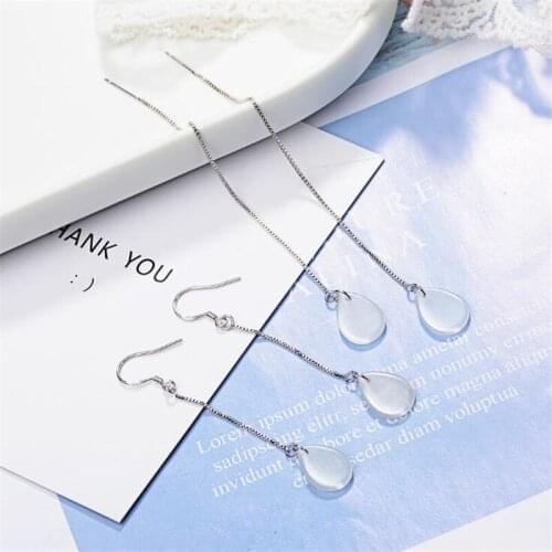 New Fashion Two Styles Ear Line Temperament 925 Sterling Silver Jewelry Water Drop Shaped Crystal Women Dangle Earrings SE815