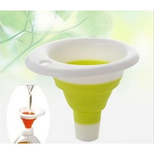 1PC FDA High Quality New Mini Silicone Gel Foldable Collapsible Style Funnel Hopper Kitchen cooking tools KB 1352