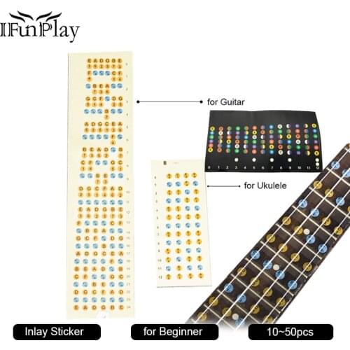 10 Pcs 4String Ukulele Fretboard Note Inlay Sticker 6 String Acoustic Guitar Scale Inlay Sticker for Guitar Beginner Wholesale