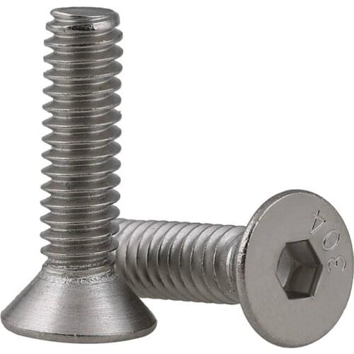 2Pcs 1/4-20 ANSIB18.3F 304 Stainless Steel Hexagon Countersunk Head Machine Screws