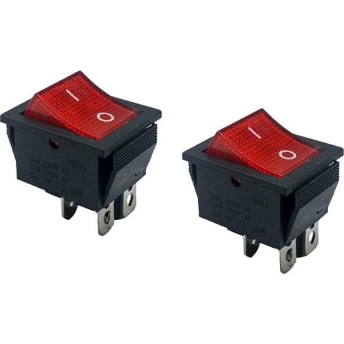 50 pcs Red LED 31*25mm DPST 4PIN Snap-in ON/OFF Position Snap Boat Rocker Switch 16A/250V High Quality Copper feet
