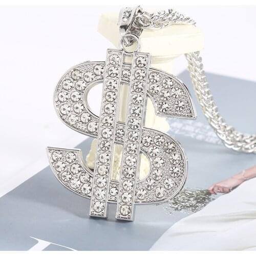 Gold Color US Dollar Pendant Necklace For Men Gangster Chain Accessories Hiphop Rap Jewelry Money For Women/Men Bling Jewelry