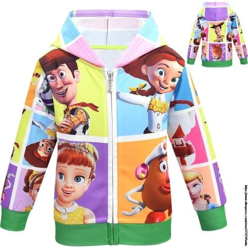 Toy Story 4 Kids Clothes Boys Jackets Children Hooded Zipper candy color sport Baby Fashion Print Coat Infant Waterproof Hoodies