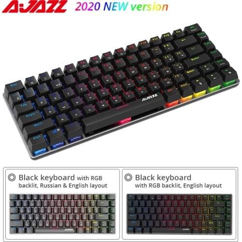[NEW Version] Ajazz AK33 Mechanical Gaming Keyboard RGB Backlight English/Russian Layout 82 Keys Anti-Ghosting Black/Blue Switch