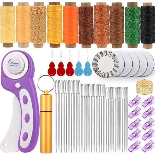 LMDZ Leather Waxed Thread Stitching Thread Flat Waxed Big Eye Needle Threading Device Rotary Cutter Leather Sewing Suit