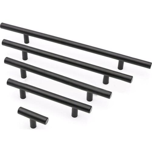 Diameter 10mm Matt Black Stainless Steel Kitchen Door Cabinet T Bar Handle Pull Knob 2" ~ 12'' Hardware Drawer Kitchen handles