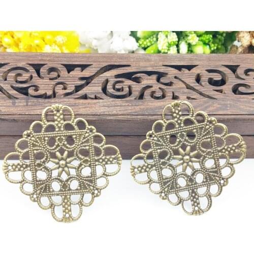 20pcs 40 Filigree Squa Wraps Metal Charms For Embellishment Scrapbook DIY Jewelry Metal Craft Wraps cosplay Accessories