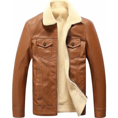 Leather Jacket Men Coats 5XL Brand High Quality PU Outerwear Men Business Winter Faux Fur Male Jacket Fleece
