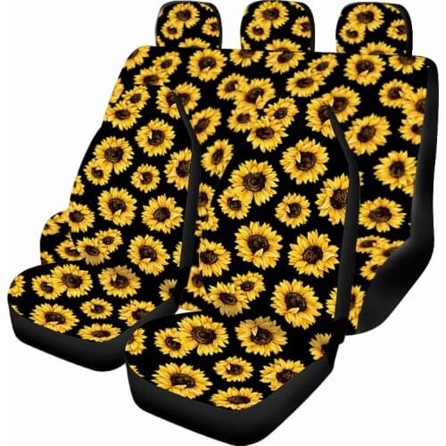 Aimaao Sunflower Car Accessories Set Sunflower Car Seat Covers Auto Car Decoration For VW Ford Focus 2 Mondeo Mk4 Volvo Xc90