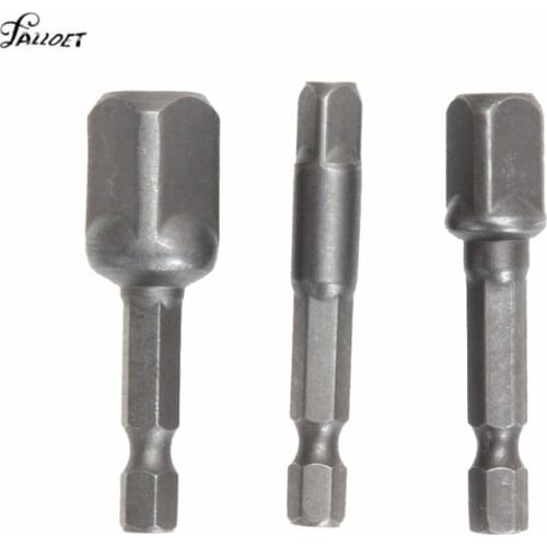 3Pcs/Set 1/4" 3/8" 1/2" Hex Drill Tools Set Driver Socket Wrench Adapter Extension Bar Drive Drill Bit Power Tool