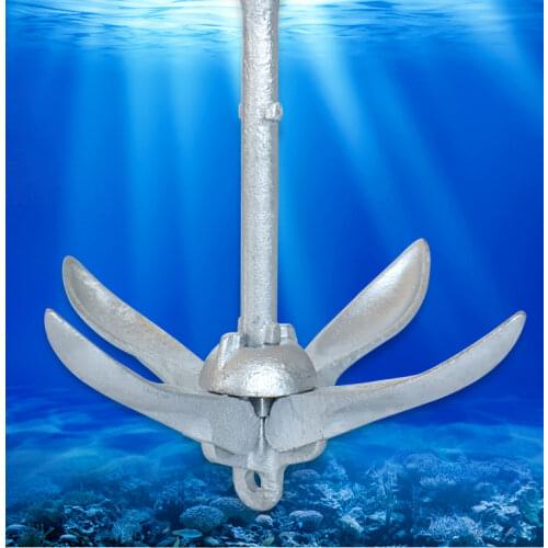 Inflatable Boat Anchor Galvanized 1.5Kg Foldable Carbon Steel Kayaking Anchor Delivery Line 20m Anchor Rope Boating Anchor