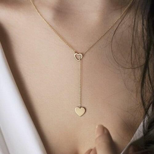 New Fashion and Popular Personality Peach Heart Love Pendant Womens Y-shaped Necklace Holiday Gift