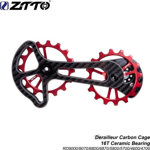 ZTTO NEW MTB Road Bike Carbon Fibre derailleur Cage With 16T Ceramic jockey wheel 16T Oversize Lower Pulley bicycle parts