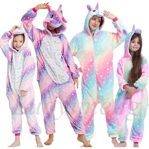 New Animal Unicorn Pajamas Women Onesie Adults Winter Sleepwear Kigurumi Stitch Panda Pyjamas Kids Anime Costumes Girls Jumpsuit