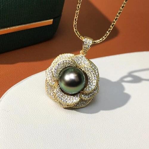 Flower Design 925 Sterling Silver Pendant Base Settings Mountings Findings Parts for Pearl Crystal Jade Agate 5pcs/lot