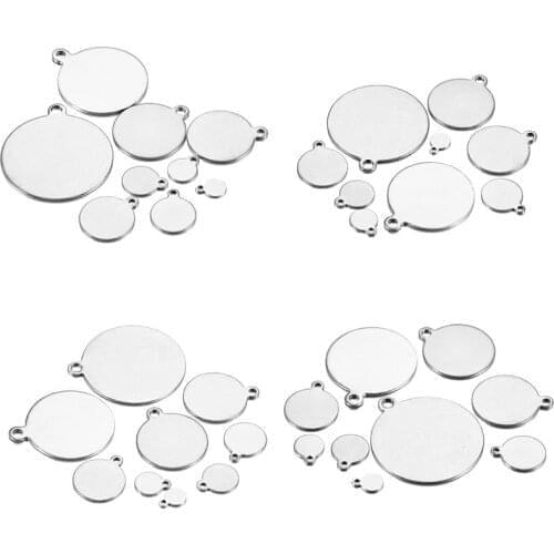 10-50Pcs 6-30mm Stainless Steel Round Disc Pendant Blank Charms Pendants Logos Stamping Tags for DIY Jewelry Making Accessories