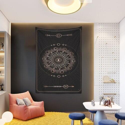 Psychedelic Eye Tarot Tapestry Wall Hanging Witchcraft Sun Moon Bohemia Dark Mystery Tapiz Dormitory Home Decor