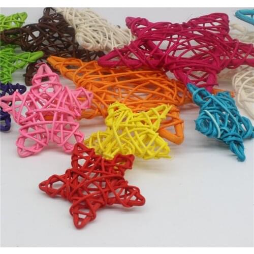 15PCS 6CM Lovely Rattan Star Sepak Takraw Christmas/Birthday&Home Wedding Party Decorations DIY Ornaments Rattan Ball Kids Toys