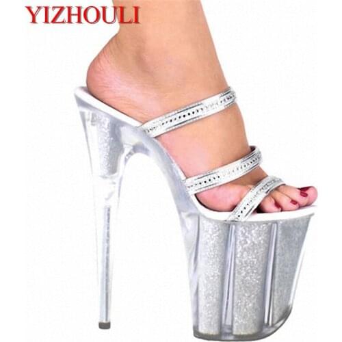 Hate day high heels, 20cm high water table and sexy cool nightclub female flash powder crystal Dance Shoes