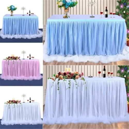 Wedding Party Tutu Tulle Table Skirt Cover Tableware Cloth Baby Shower Party halloween decoration Table Skirting 183 x77 cm