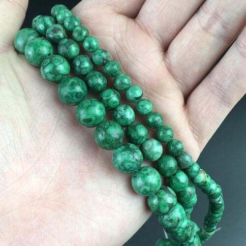 Natural Stone Matte Green Maifan Jaspers Round Minerals Beads For Jewelry Making DIY Bracelet Accessories 15'' 6/8/10mm