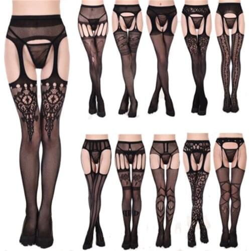 Women Stockings Exotic Lace Top Thigh-Highs Stockings & Garter Belt Suspender Set Women Lingerie Pantyhose Sexy Garter Belt
