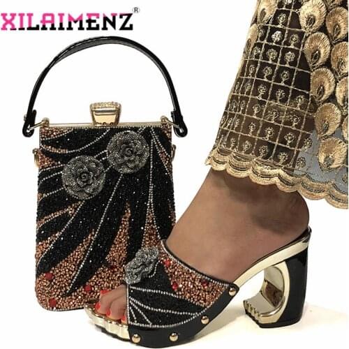 High Quality Black 2020 Spring New Coming African Women Shoes and Bag to Match Italian Lady Shoes in Heels Matching Bag