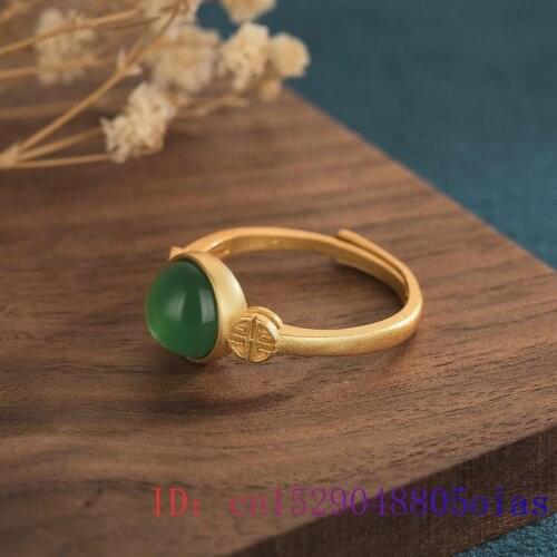 Green Jade Ring Women Gifts Natural Amulet Charm Jewelry Chalcedony Gemstone Fashion Zircon Crystal 925 Silver