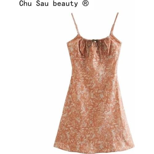 New Fashion Streetwear Chic Floral Print Sling Mini Dress Women Summer Casual Style Sexy Sleeveless Dresses Female