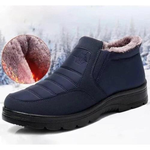 Winter Snow Boots Men 2021 New Soft Slip on Ankle Boots Warm Fur Plush Non-slip Comfortable Sneakers Botas Men Shoes Zapatos