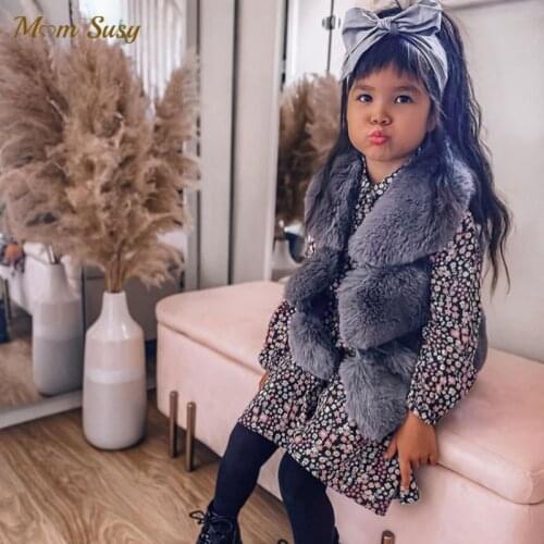 Baby Boy Girl Winter Vest Coat Faux Fur Cotton Padded Infant Toddler Child Waistcoat Solid Outwear Warm Baby Clothes 1-12Y