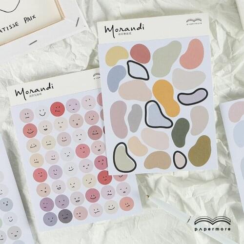 2 Sheets Cute Morandi Expression Washi Sticker Diy Decorative Diary Bullet Journal Scrapbooking Planner Label Stickers Aesthetic