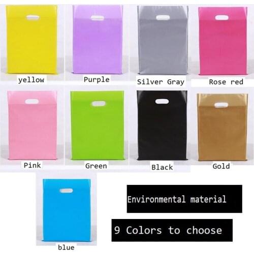 40x50cm 50pcs Large jewerly gift plastic bags with handle ,Small black Plastic shopping Bags for clothing packaging bag