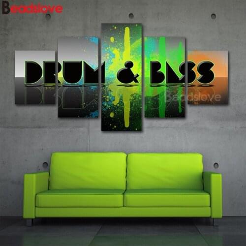5 Pieces drum and bass music diamond embroidery 3d picture diamond painting cross stitch full squar/round for wall decor