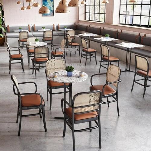 Custom Bar Chairs Wrought Iron Rattan Bar Chair Southeast Asian Backrest Bar Stools for Kitchen Designer High Stool Ins Armchair