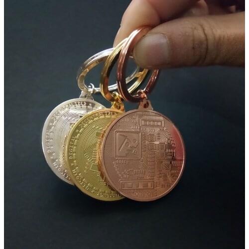 Bitcoin Keychain Bitcoin Coin Collectible Gift Commemorative Pendant Women and Men Jewelry Art Collection Christmas Decor 1pcs