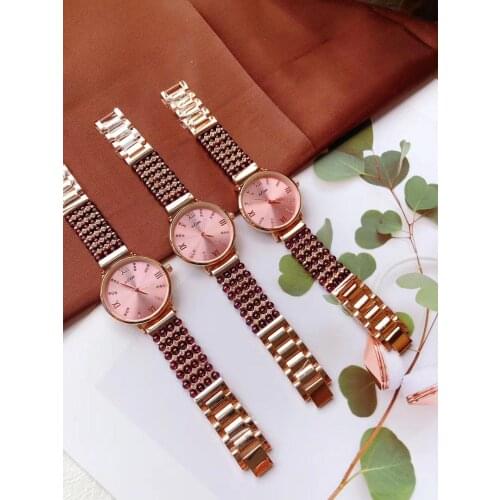 Natural garnet stone bracelet & 33mm watch DIY jewelry for woman waterproof watch for summer beach wholesale