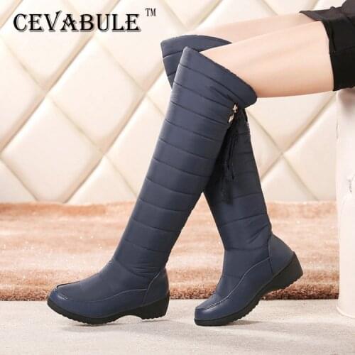 CEVABULE 2021 Feather Flannel Snow Boots Slope Sponge Cake Boots Leisure Boots Tied Boots Knee Boots Over The Knee Boots TYX