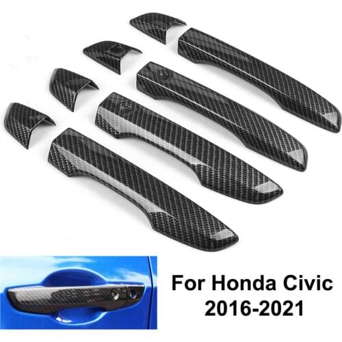 4Pcs Car Door Handle Covers Carbon Fiber Handle Covers with Keyless Entry For Honda for Civic 10th 2016 2017 2018 2019 2020 2021