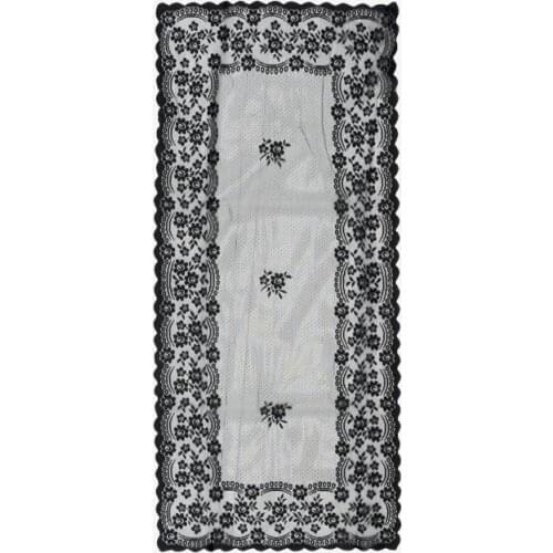 Knitting Board Patterned Console Cover Delicate Black