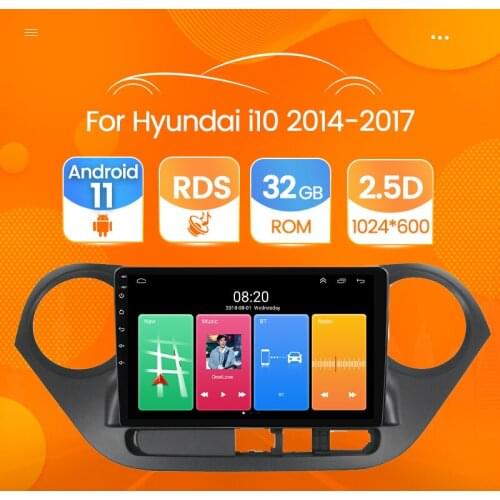 Quad Core LHD Android 11.0 For HYUNDAI I10 2014 2015 2016 2017 Multimedia Stereo Car DVD Player Navigation GPS Radio Microphone
