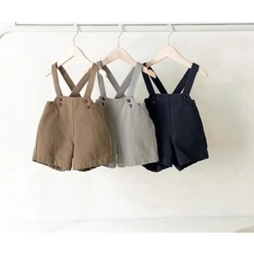 Summer New Kids Overalls Shorts Solid Casual Baby Boys Girls Short Jumpsuits 2-7 Y Childrens Shorts Toddler Baby Short Pants