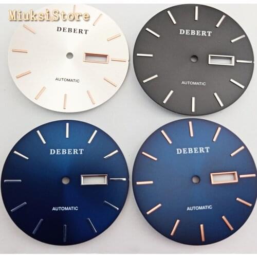 DEBERT 36.2mm black/blue/silver watch dial fit ETA 2836 Miyota 8205/8215/821A Mingzhu DG 2813 3804 movement