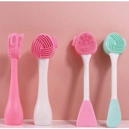 Double Side Silicone Facial Cleanser Massage Brush Face Scrubber Nose Exfoliator Cleaning Mask Collector Facial Skin Care Tool