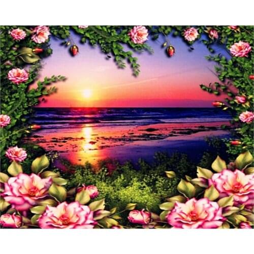 Full Square/Round Drill 5D DIY Diamond Painting "Sunset Landscape Flower" 3D Rhinestone Embroidery Cross Stitch 5D Home Decor