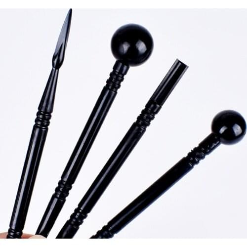 4Pcs/lot Black Ceramic Polymer Clay Brush Diy Carving Craft Tool Soft ceramic shaping pen sculpture tool Ceramics Pottery Tools